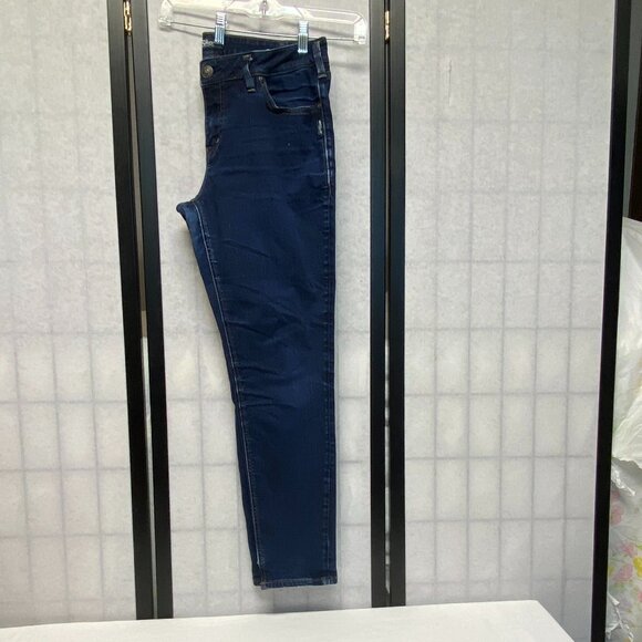 Silver MidRise Skinny Stretch Light Distress Aiko Ankle Jeans Dark Denim Wash 33 - Picture 5 of 13